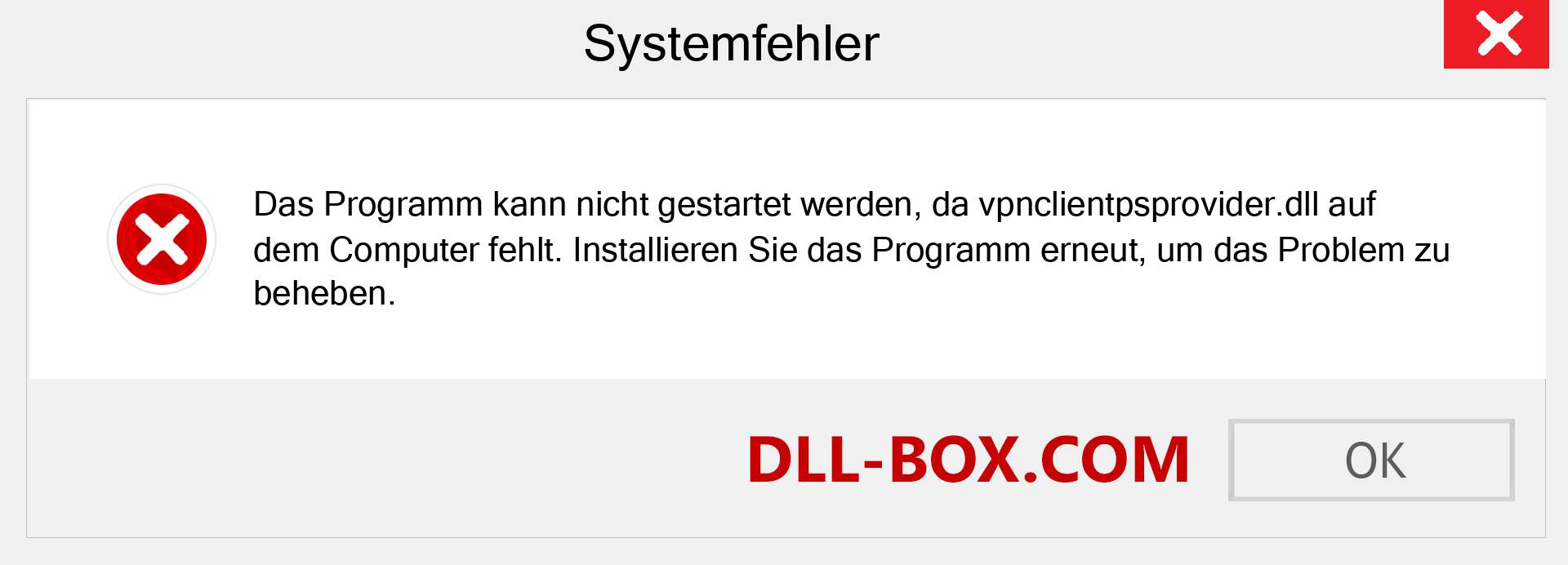 vpnclientpsprovider.dll-Datei fehlt?. Download für Windows 7, 8, 10 - Fix vpnclientpsprovider dll Missing Error unter Windows, Fotos, Bildern